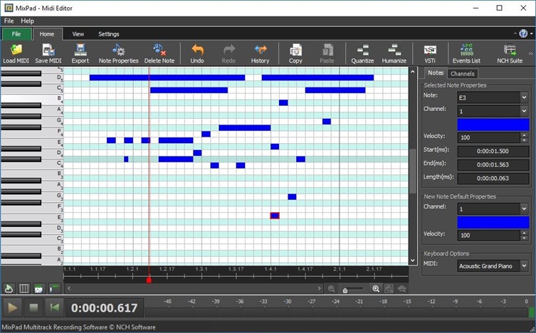 MixPad MIDI 编辑